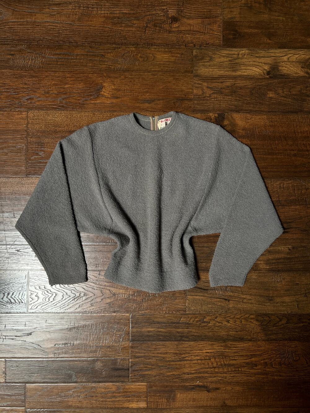 Vintage KIMS Kimberly Knitwear Virgin Wool Sweater Grey Bouclé Cropped Knit S